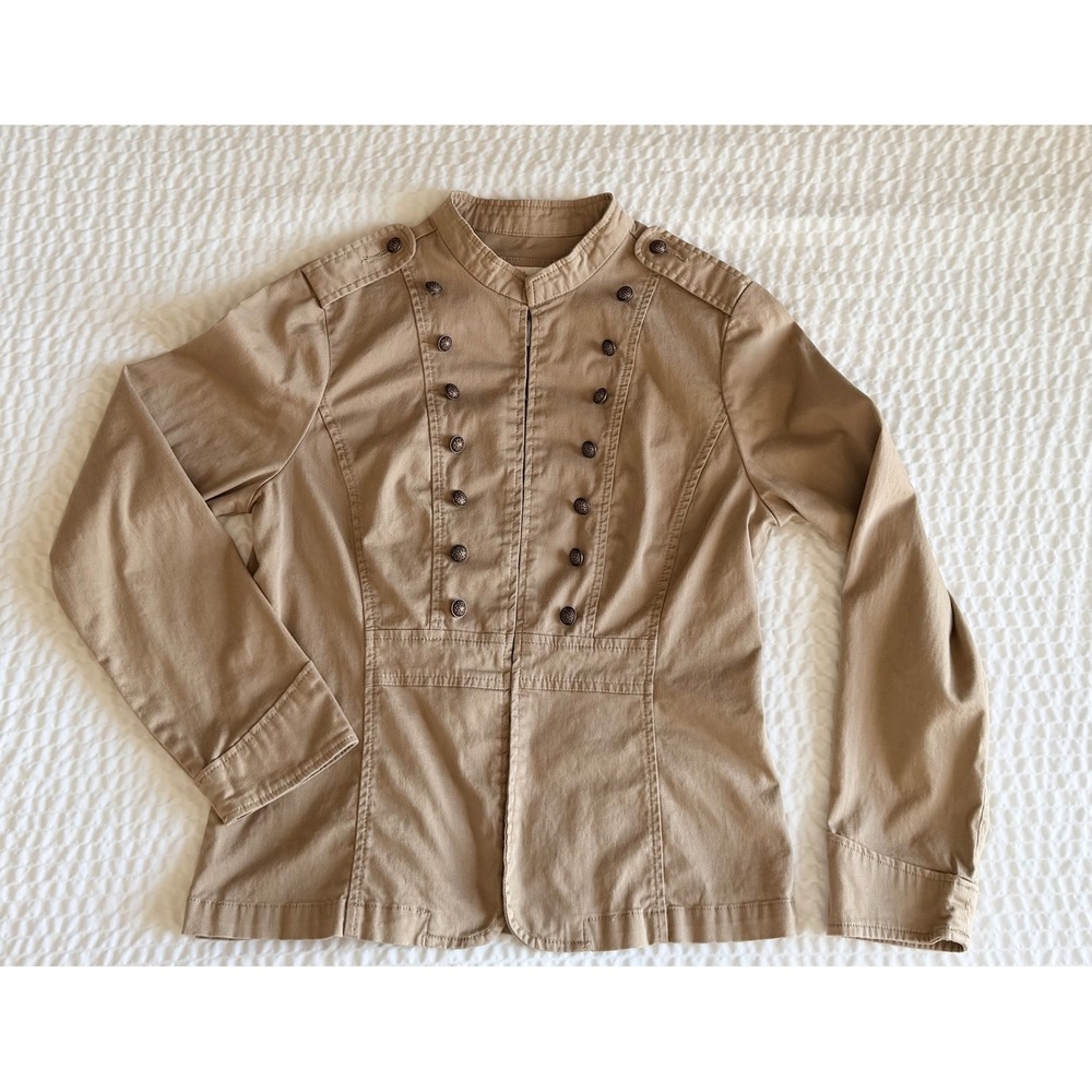 Live a Little Women's M Tan Military Jacket Band Officer Utility Equestrian
